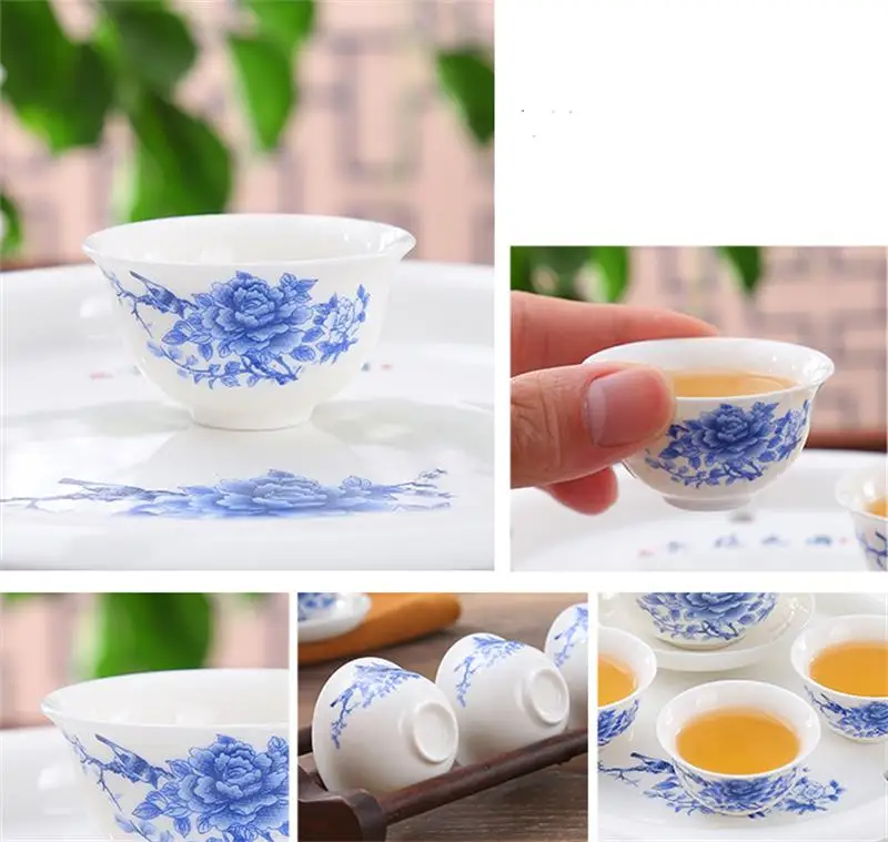 Набор из 8 предметов чайный набор gongfu тонкой костяной фарфора семейный китайский