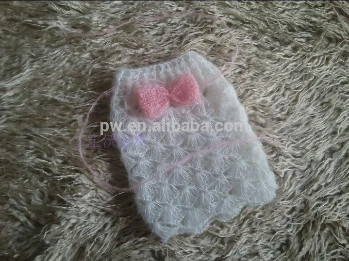 Модная вязаная крючком Детская мохеровая повязка на голову и юбка для