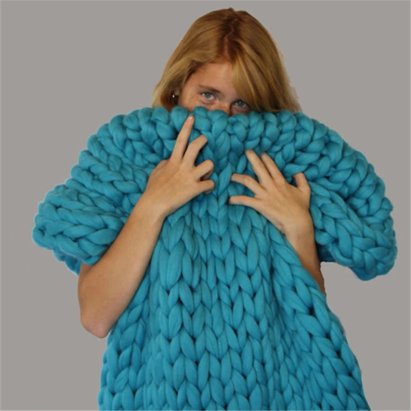 100% акриловое одеяло ручная вязка гигантская Синтетическая Пряжа короткое