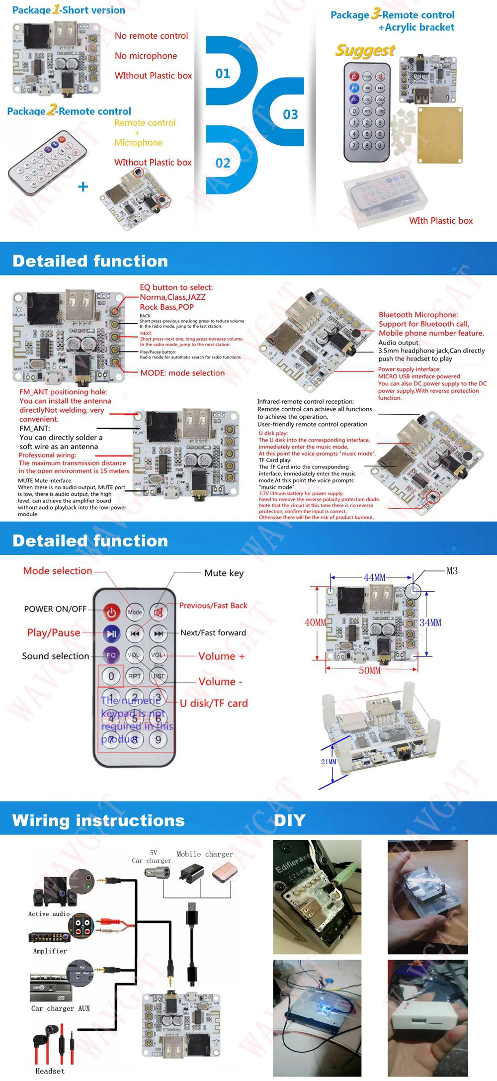 V5.0 V4.2 Bluetooth аудио приемник плата с USB TF слот для карты декодирования воспроизведения предусилитель выход 5 в беспроводной стерео музыкальный модуль