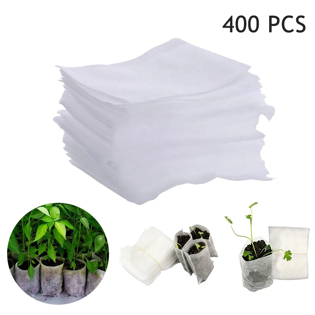 400pcs 200-500 шт./упак. Садовые принадлежности охраны окружающей среды нетканый материал БЕЛЫЙ горшки питомники выращивании саженцев прозрачная упаковка 8*10 см - Цвет: 400pcs