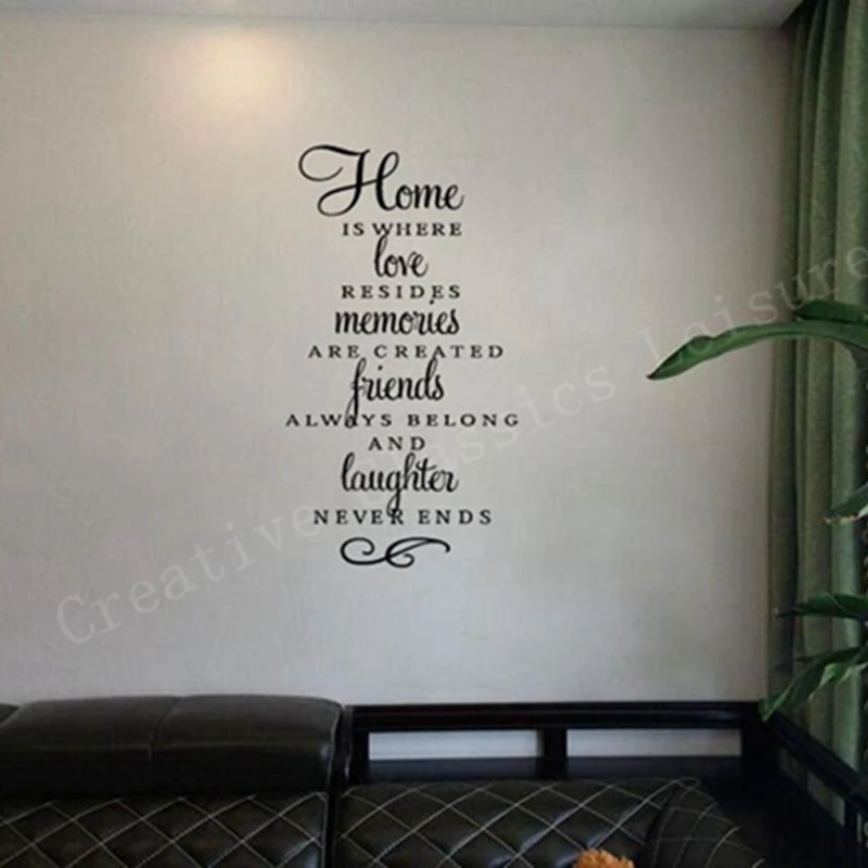 Free shipping wall quote stickers home decor - Home is where love resides...Modern art vinyl decal | Дом и сад