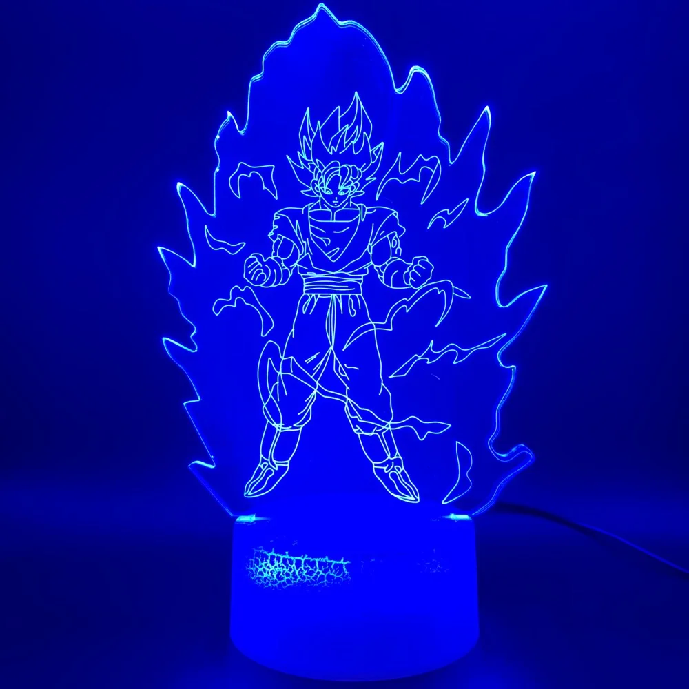 Потрясающая 3D иллюзия светодиодная Ночная лампа Dragon Ball Z Goku Super Saiyan фигурка офисная декоративная лампа подарок для детей