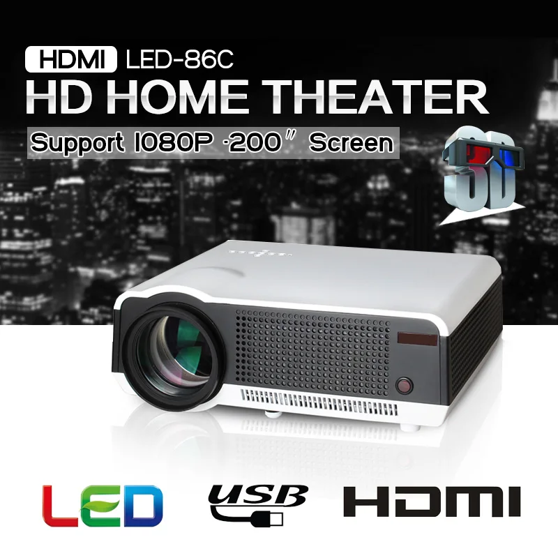 Android4.4 HD Оригинальный LED 86 Проектор 5500 люмен Домашний Кинотеатр 3D HDMI VGA USB AV 1280x768