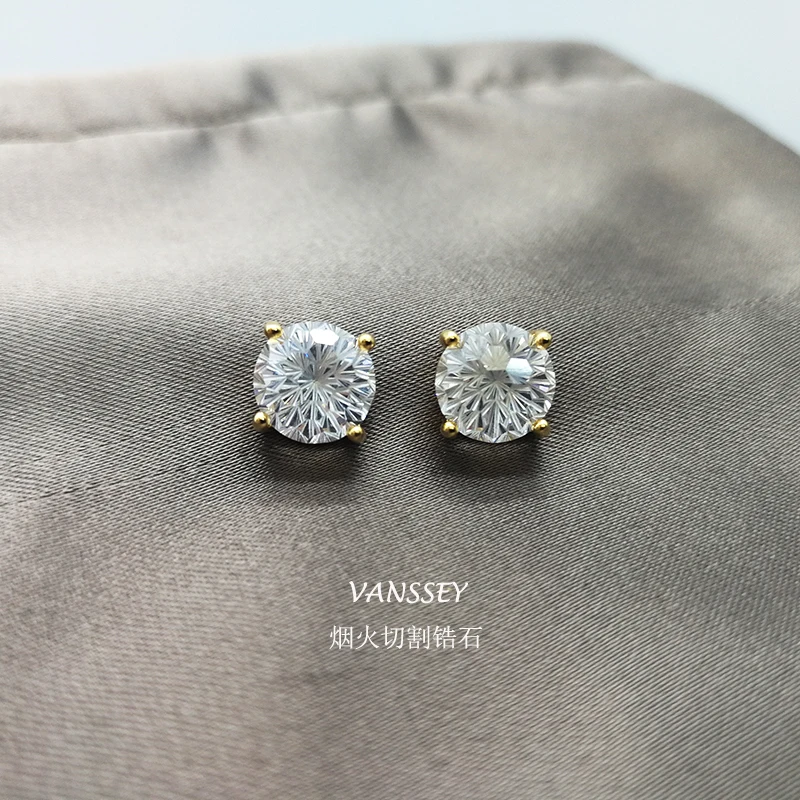 Vanssey винтажные модные круглые циркониевые серьги гвоздики с фейерверком