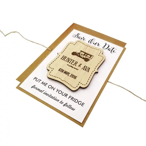 personalize names date engraved Wooden Card save the Wedding invitations Magnets Save The Date Magnet favor | Дом и сад