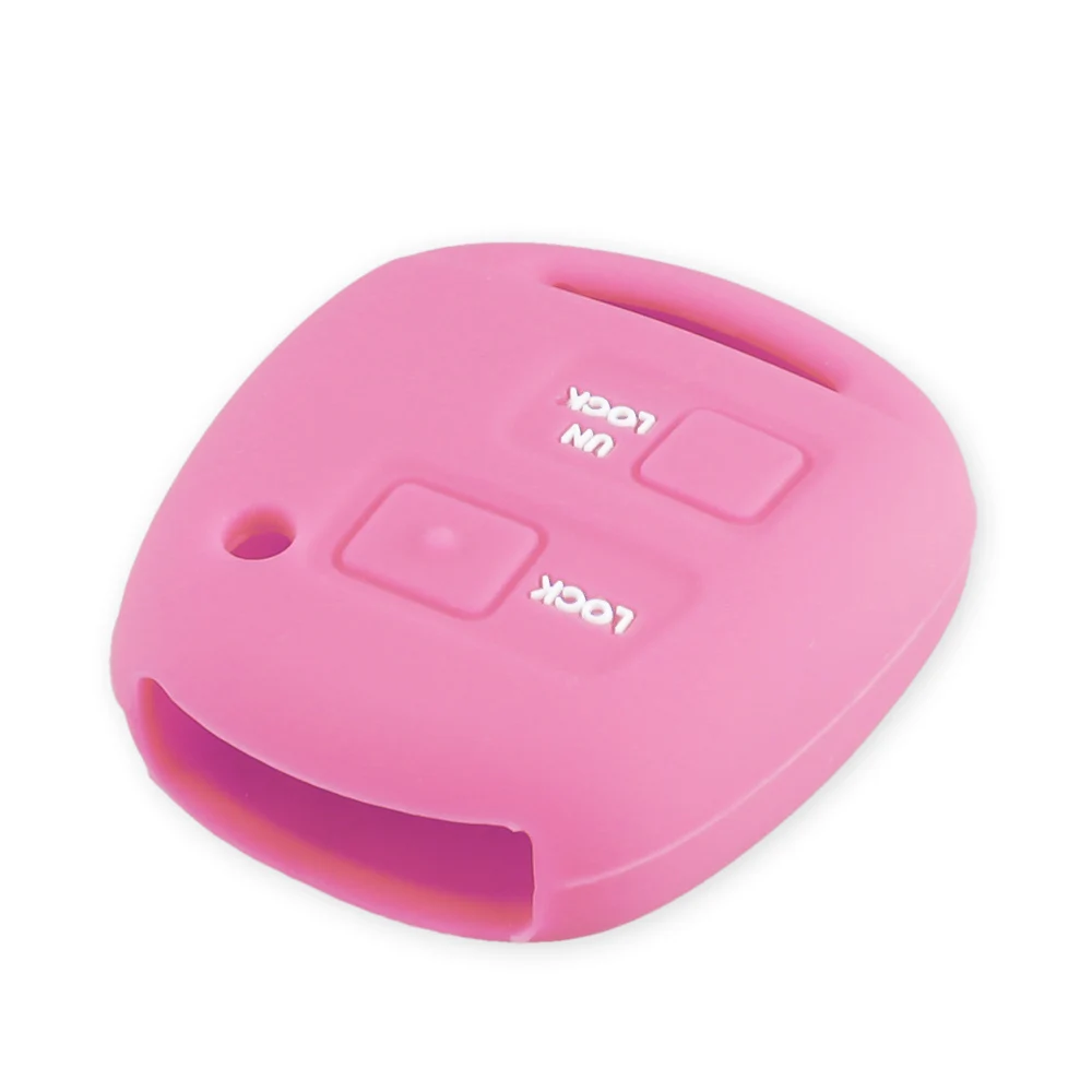 pink KEYYOU, 2 кнопки, силиконовый автомобильный брелок, чехол для TOYOTA CAMRY RAV4 Corolla PRADO YARIS Tarago для LEXUS - Название цвета: pink