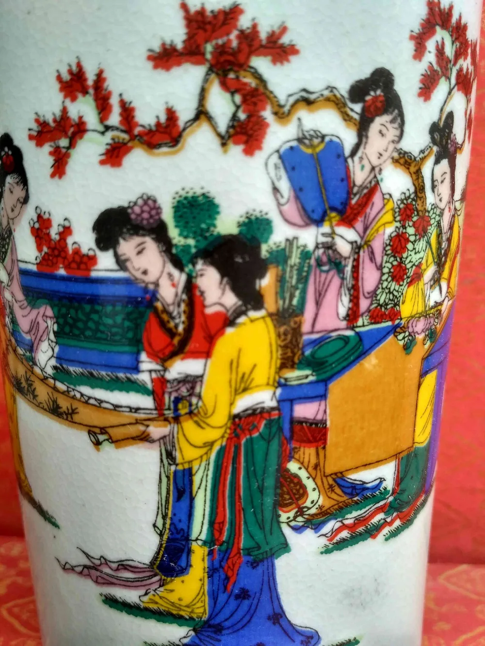 Женская антикварная ваза фигурка hatstand Осенний веселый рисунок большая ручка