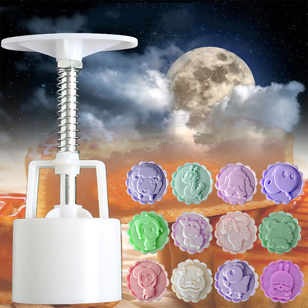 Набор 13 шт. Mooncake Mold DIY пластик цветок Праздник середины осени Ручной пресс луна торт резак формы набор формы для выпечки аксессуары