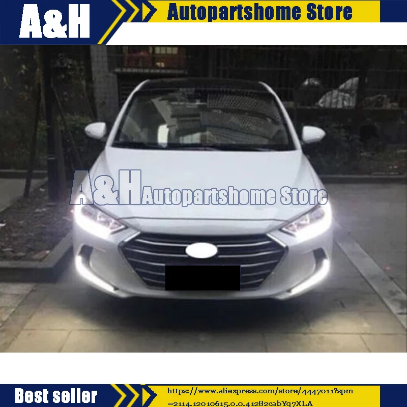 12V Car LED DRL Daytime Running Light Fog Lamp Cover With Turn Signal Light For Hyundai Elantra