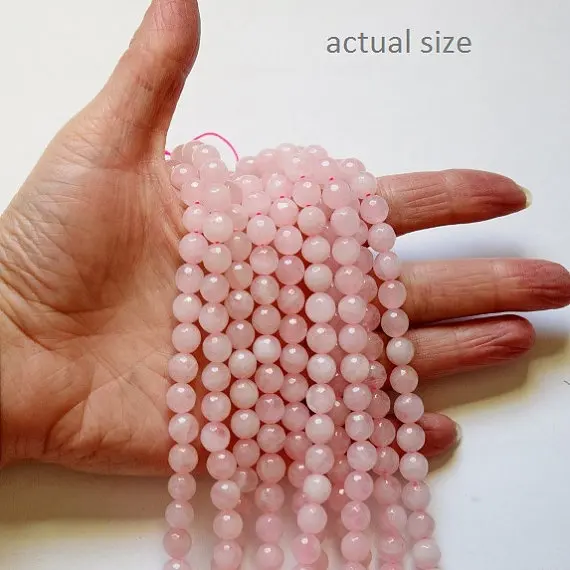 Граненый бисер из розового кварца-круглые 8 мм драгоценного камня-полная нитка 15