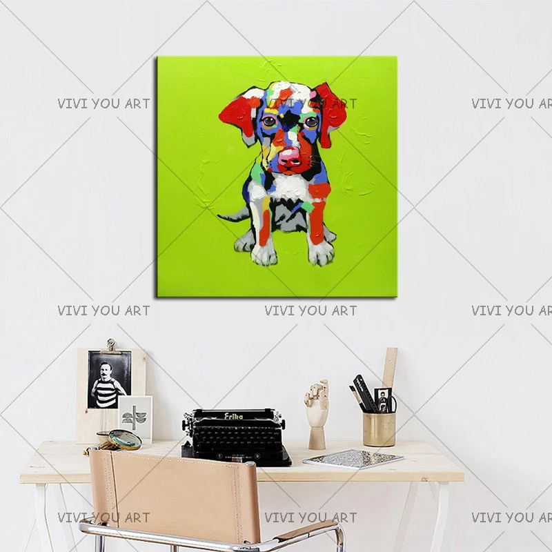 Декоративное искусство ручная работа Собака Картина маслом на холсте гостиная