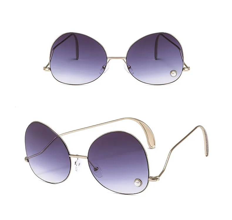Imitation Pearl Embedded Sunglasses Shades for Women Metal frame Tough Irregular UV400 Lens Sun Glasses Fashion Outdoor Goggles |