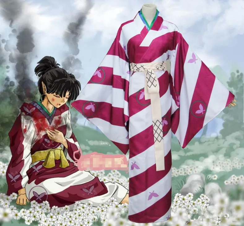 Горячее аниме Inuyasha Kagura костюм для косплея открытый веревочный узел и завершающий