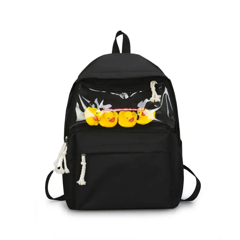 Черный Женский рюкзак Mochila, школьная сумка, модный холщовый женский рюкзак с милой уткой, сумка на плечо для девочки-подростка, повседневный рюкзак M254 - Цвет: Черный