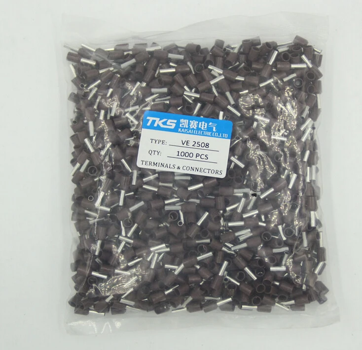 E2508 bootlace наконечник 2.5mm2 AWG 22 электрический терминал Изолированный Шнур концевой