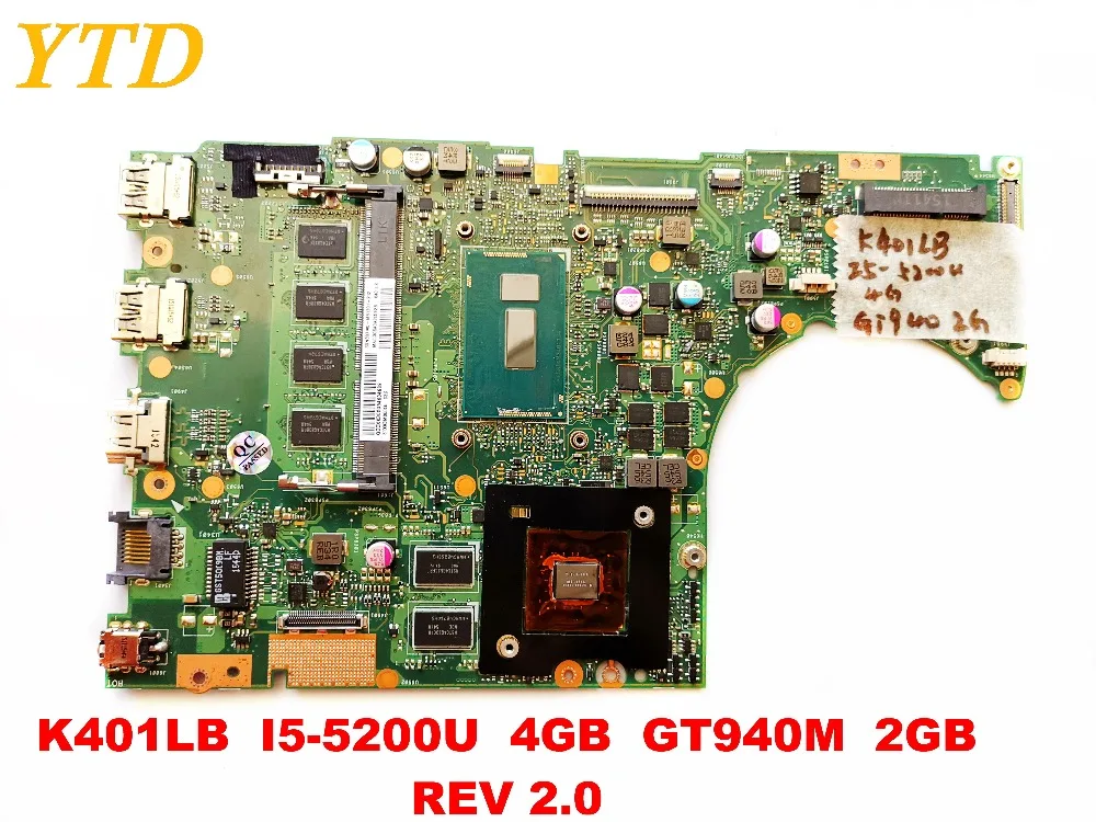 

Original for ASUS K401LB laptop motherboard K401LB I5-5200U 4GB GT940M 2GB REV 2.0 tested good free shipping