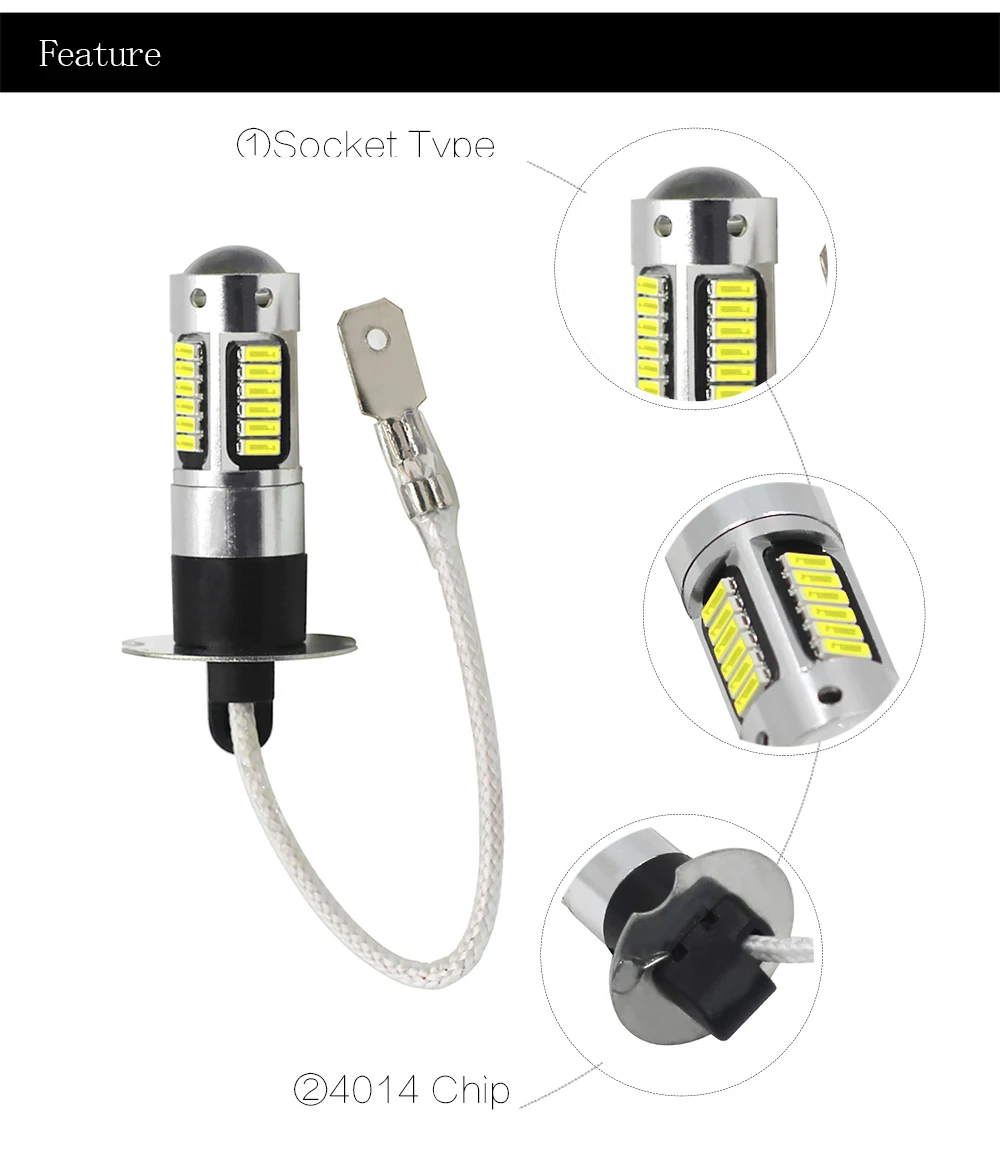 6000K белый 30-SMD 4014 H1 H3 9005 9006 1156 T15 H27 H7 T10 PW24W светодиодный лампы для автомобилей Противотуманные фары Габаритные огни DRL лампы