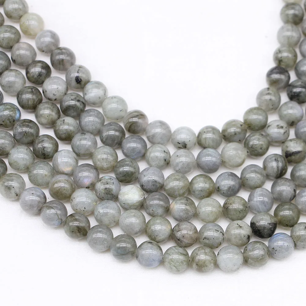 1strand/lot Natural Stone Labradorite White Spectrolite Round Loose Spacer Beads 4 6 8 10 12 mm For DIY Bracelet Jewelry Making | Украшения