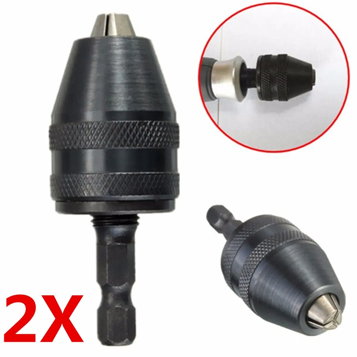 

DANIU New 0.5-8mm 1/4 Inch Hex Shank Keyless Drill Chuck Drill Screwdriver Impact Driver Adaptor Black