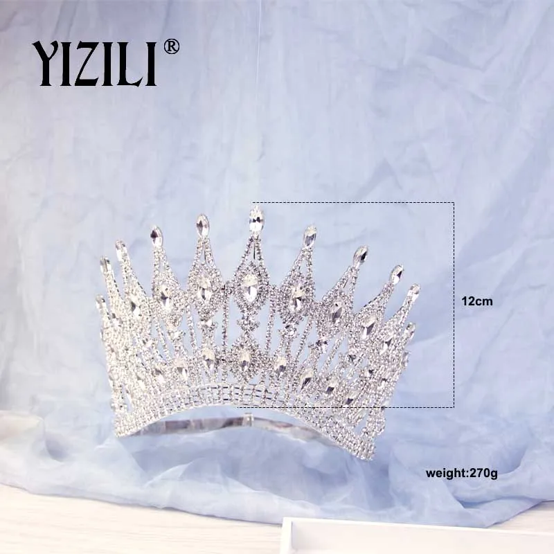 Новая Роскошная большая свадебная корона YIZILI Стразы Великолепная