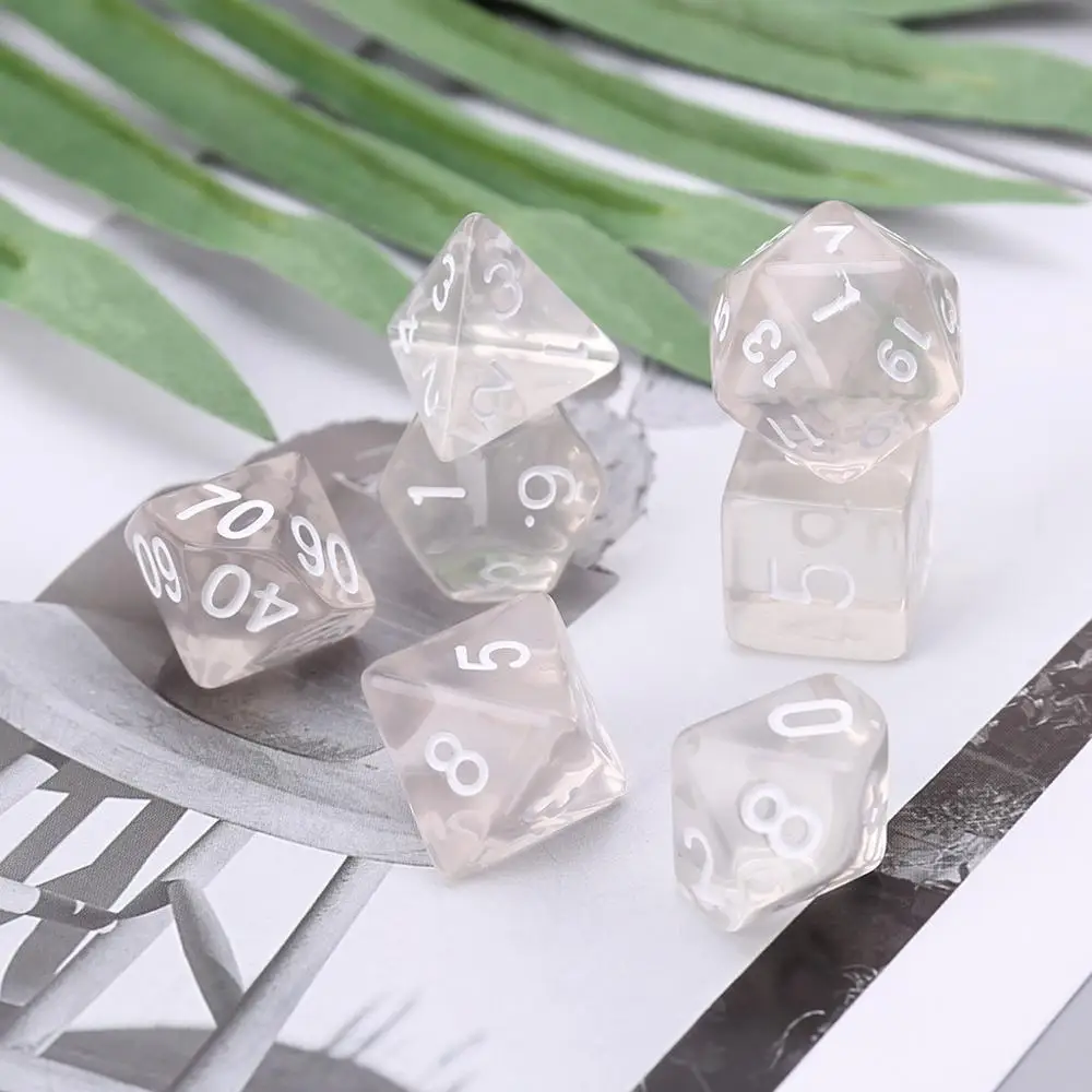 Набор из 7 двусторонняя многогранные кубики для ролевой игры так и D4 D20 Clear|Кубики|