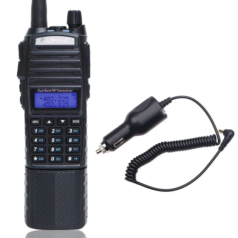add car charger BaoFeng UV-82 портативная рация 5 Вт 3800 мАч батарея ham 10 км двухстороннее cb радио мощное портативное двойное PTT uv82 охотничье радио - Цвет: add car charger