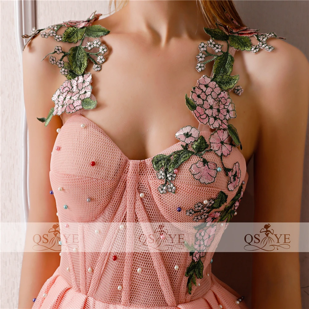 QSYYE 2018 Новое поступление Розовые Длинные Выпускные платья на тонких бретельках