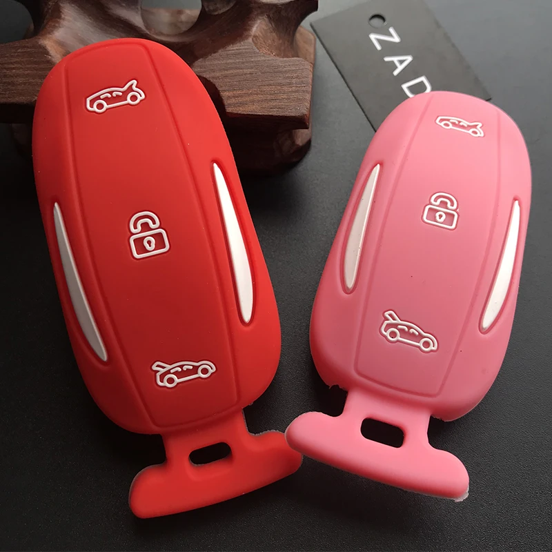 ZAD силиконовый чехол для автомобильного ключа Tesla Model X 75D 90D 100D 3 кнопочный