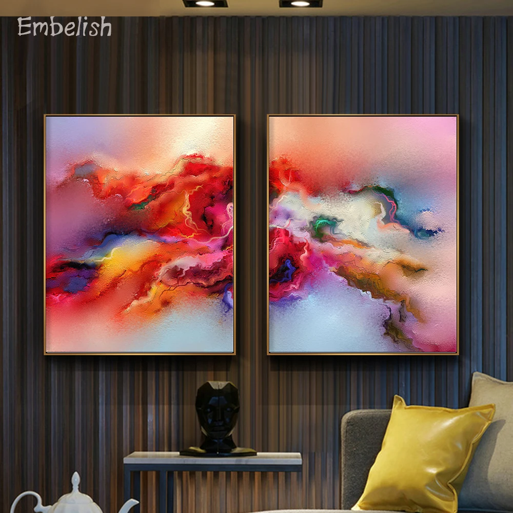 Embelish 2 Pieces Abstract Colorful Cloud HD Print On Canvas Paintings For Living Room Modern Home Decor Wall Posters Bedroom | Дом и сад