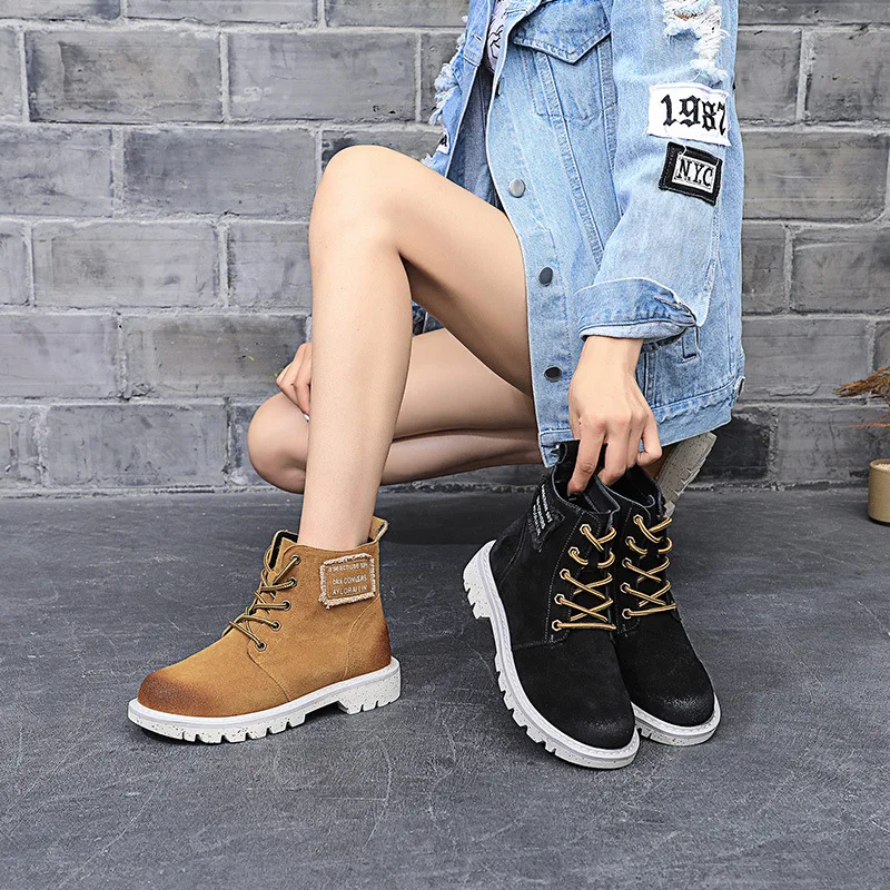 Модные мотоциклетные ботинки с круглым носком для отдыха женские ботильоны на