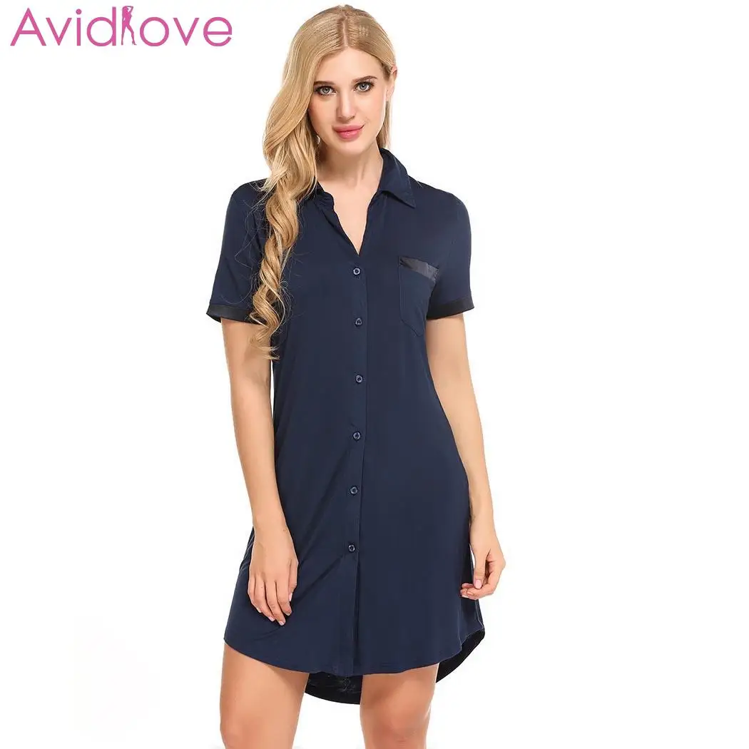 Avidlove летняя ночная рубашка для женщин сексуальное короткое платье на пуговицах