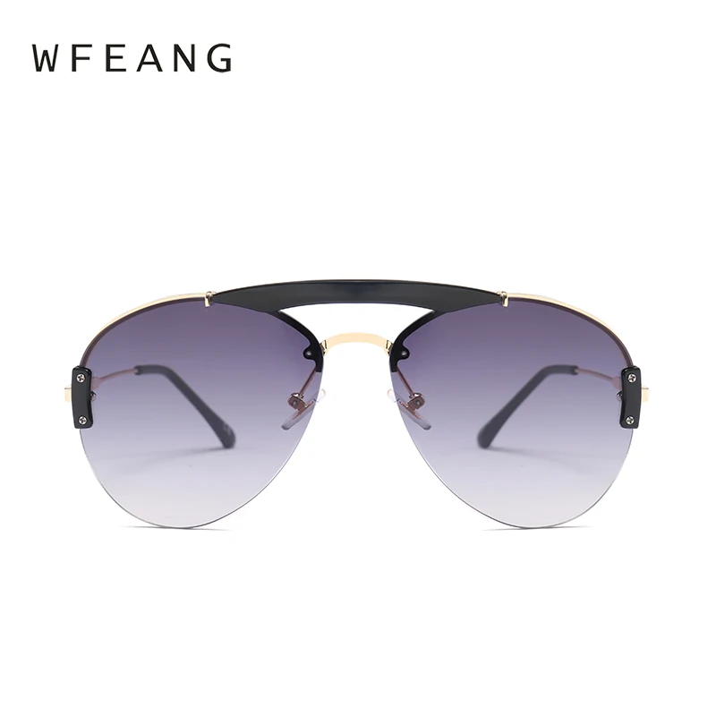 WFEANG Trend Винтажные Солнцезащитные очки женские прозрачные без оправы для женщин