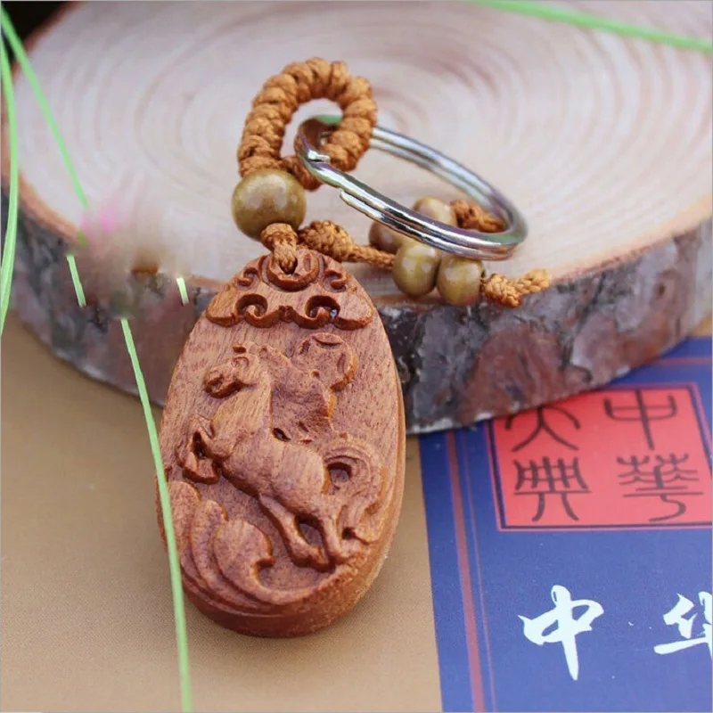 1 шт. высококачественный палисандр лошадь резной желаемый кулон брелок ключи