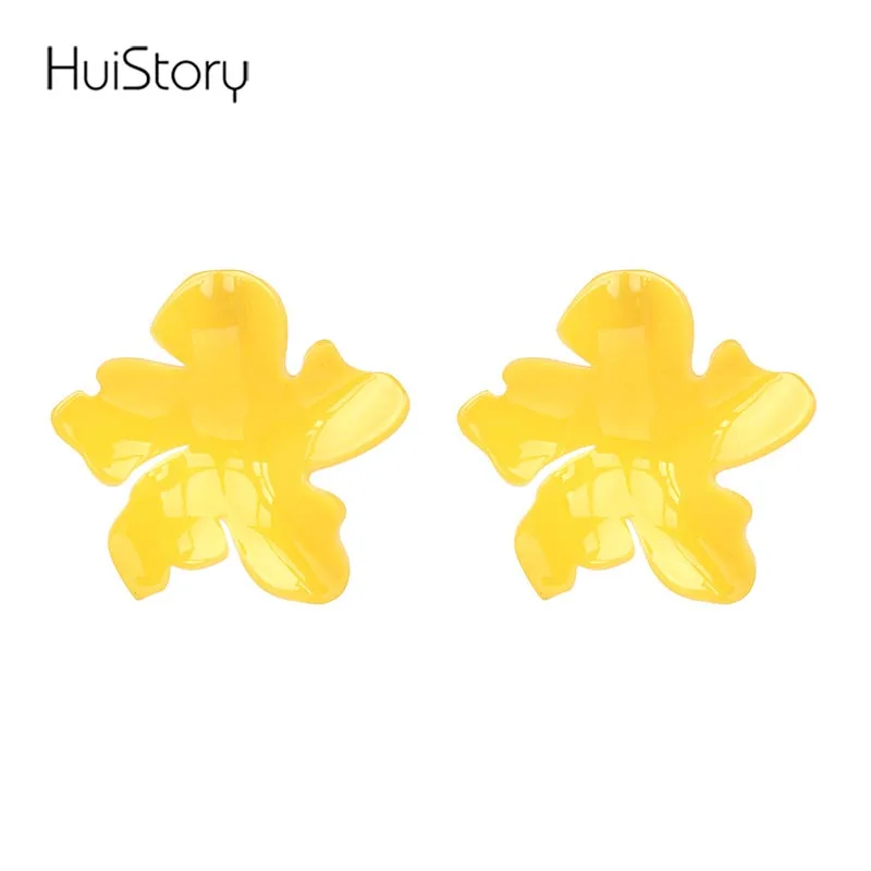 HUISTORY новые акриловые серьги гвоздики с цветком модные ювелирные изделия