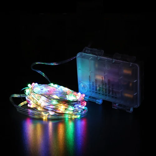 multicolor 5/10 м Светодиодные струны с дистанционным управлением Сказочный светильник s AA батарея светильник Декор 8 режим струны Серебряный провод Рождественский водонепроницаемый светильник ing - Испускаемый цвет: multicolor