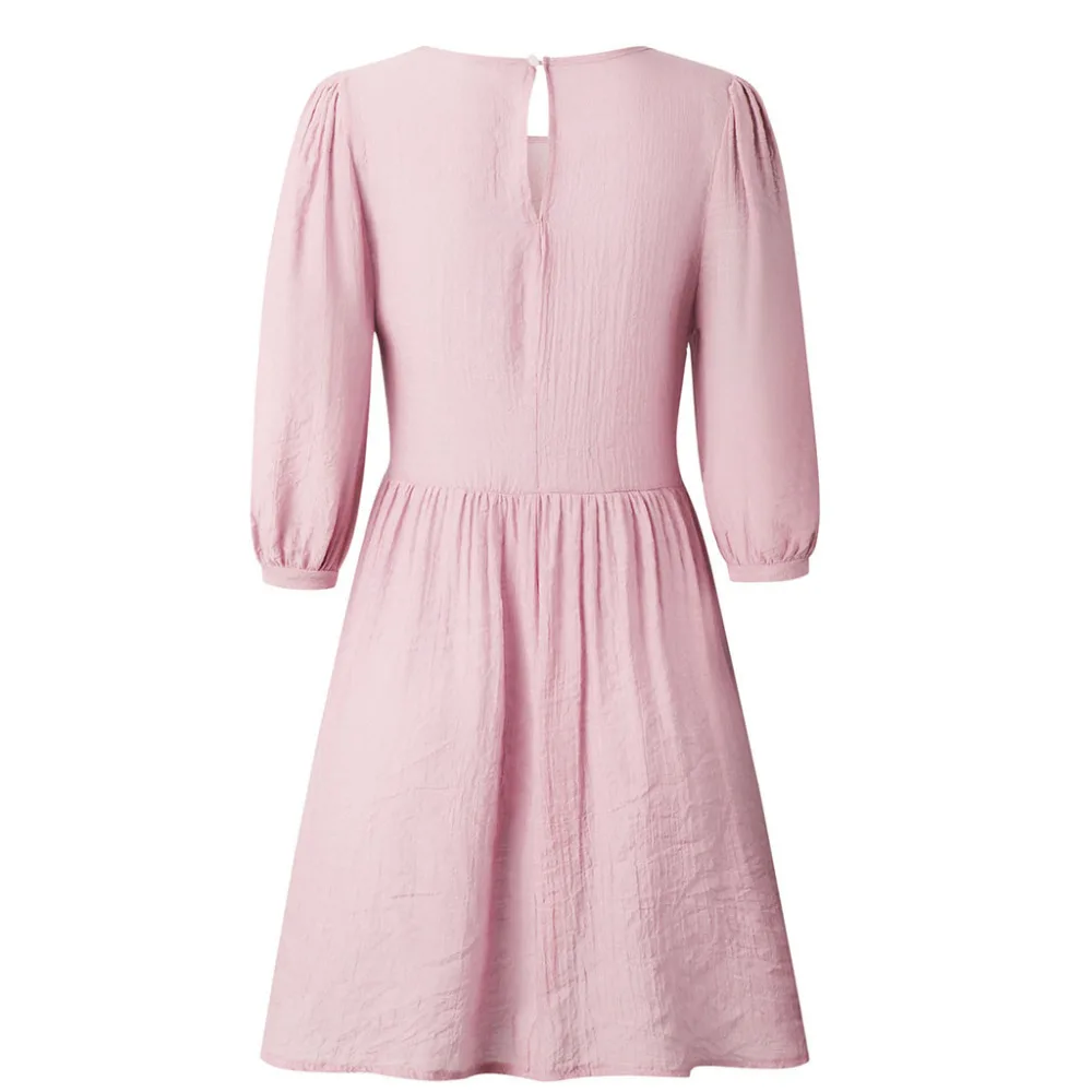 Женское мини платье с круглым вырезом Vestito da donna 7 вечерние однотонные