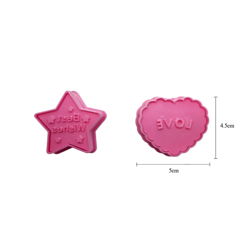 Marebell Cartoon Plastic Cookie Mould 2pcs Love Heart Star Shape Biscuit Cutter DIY Tools For Baking | Дом и сад