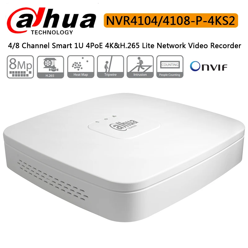 Dahua 4K NVR NVR4104 P 4KS2 4CH с 4 POE NVR4108 8ch 4PoE портами Замена сетевой
