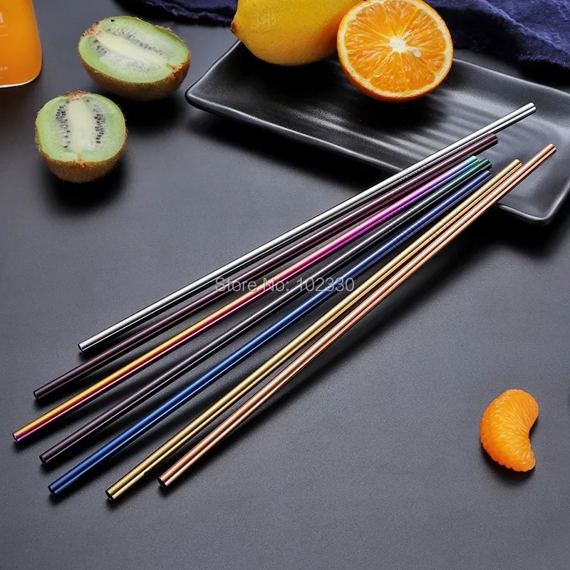 1000pcs 21.5cm 6mm Stainless Steel Drinking Straws Reusable Filter DIY Tea Coffee Tools Party Bar Accessories 7 color free logo | Дом и сад