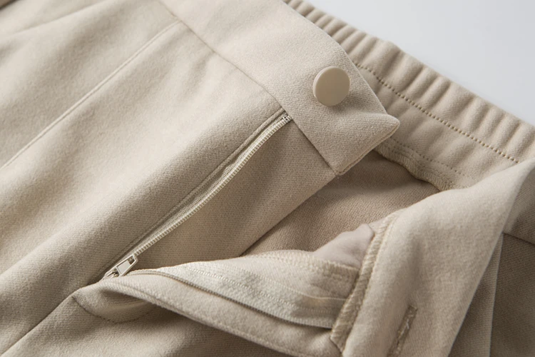 Women's harem woolen pants high rise asymmetrical cuff chic beige ankle length autumn and winter | Женская одежда
