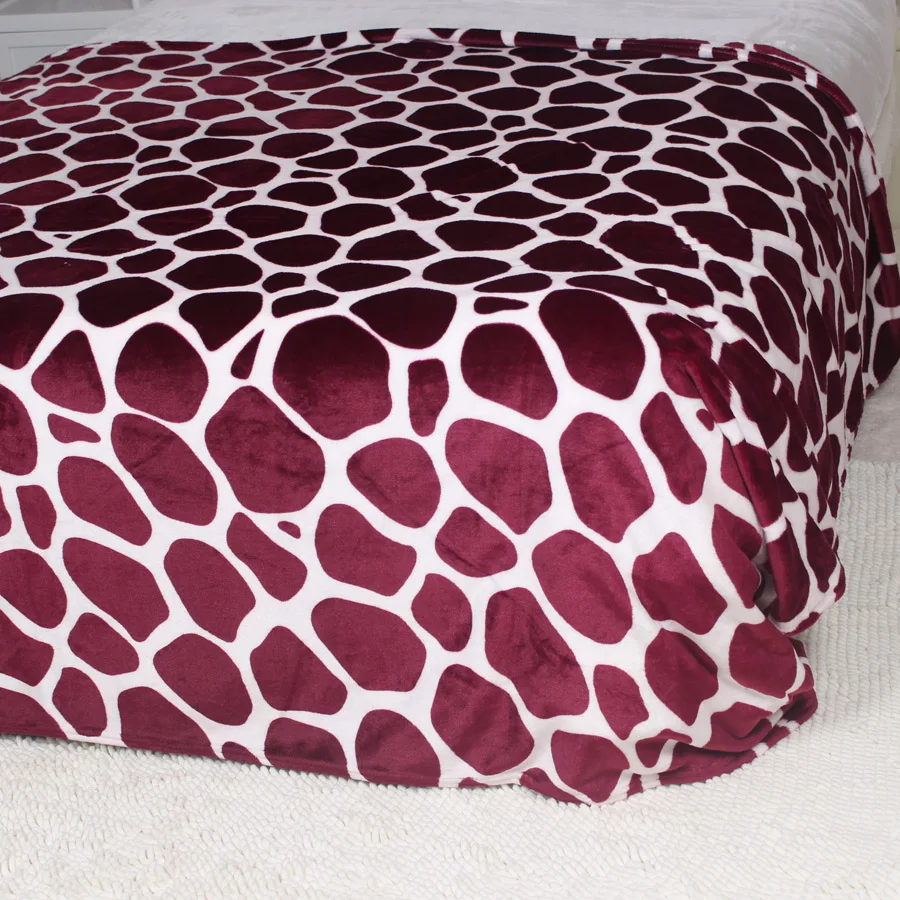 Зимнее одеяло бордовый красный Жираф кожа дизайн Король Королева фланелевые