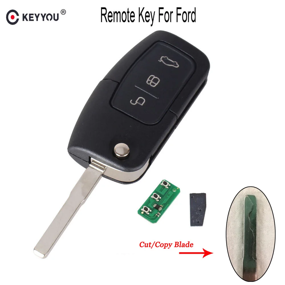KEYYOU лезвие 3 кнопки флип складной пульт дистанционного управления ключ для Ford Focus Mondeo Fiesta 2013 Fob чехол 433 МГц 4D63 чип