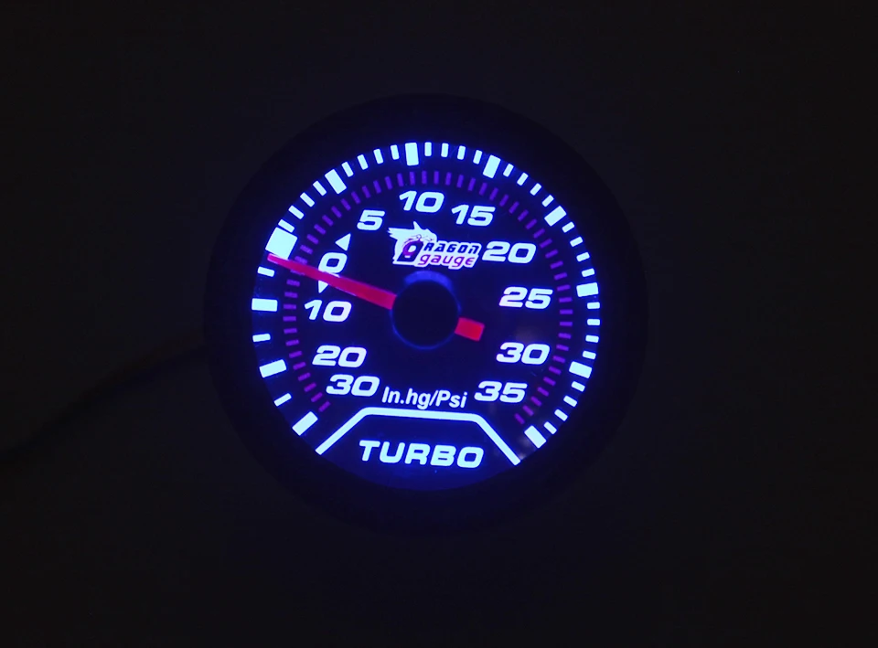 Dragon gauge Unuversal 2 дюймов солнцезащитные очки черный корпус синий светильник Авто турбины турбо вакуум в. hg Boost Gauge