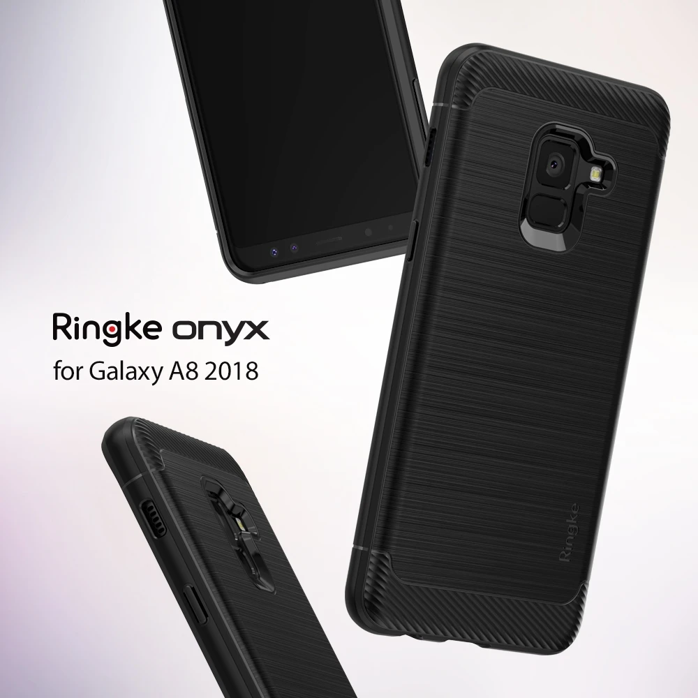 Ringke Onyx Case for Samsung Galaxy A8 2018 Brushed Metal Design Flexible Slim Durable Anti-Slip TPU Impact Cases |