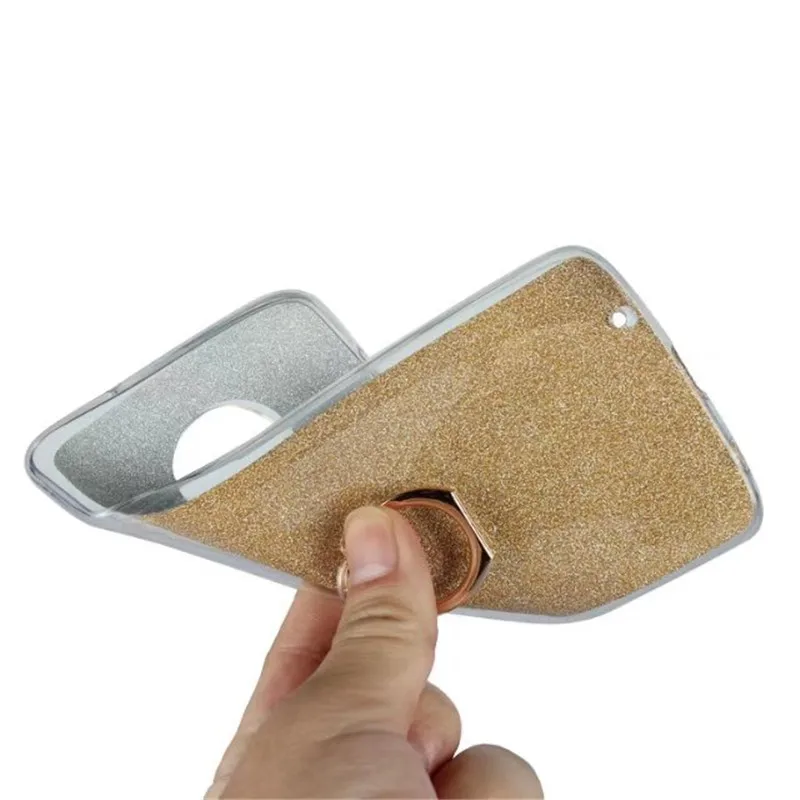 Cover For Motorola Moto G6 G 6 TPU Silicone Transparent Protection Shell Ring Stent Flash Glitter Powder Plus Phone Case |