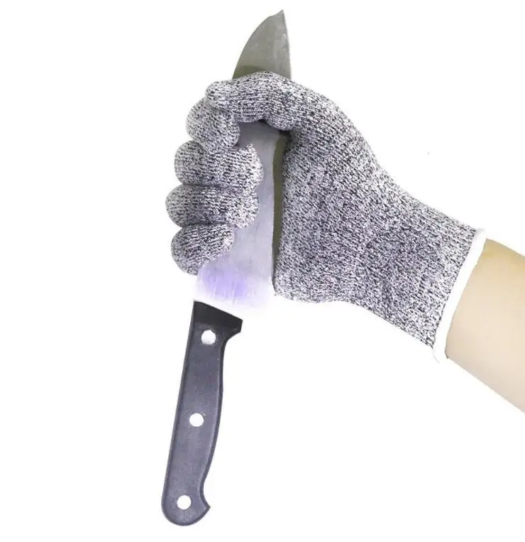 White line gloves Уровень 5, устойчивые к порезам перчатки, высокопрочные полиэтиленовые HPPE вязаные кухонные перчатки с защитой от порезов, деревообрабатывающие Убойные матовые перчатки - Цвет: White line gloves