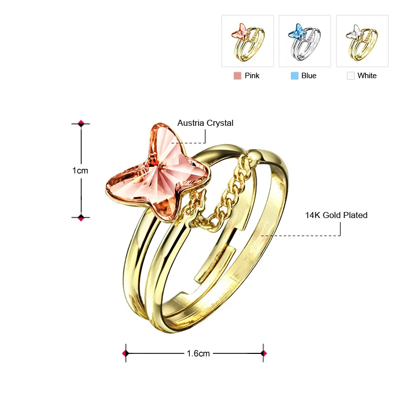 Ювелирные изделия Neoglory Австрийские кристаллы Красочные бабочки многослойные