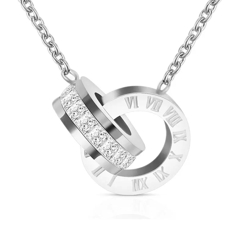 Silver Модный Топ бренд женские ювелирные изделия цвет римская подвеска с циферблатом ожерелье нержавеющая сталь 316 L ювелирные изделия - Окраска металла: Silver