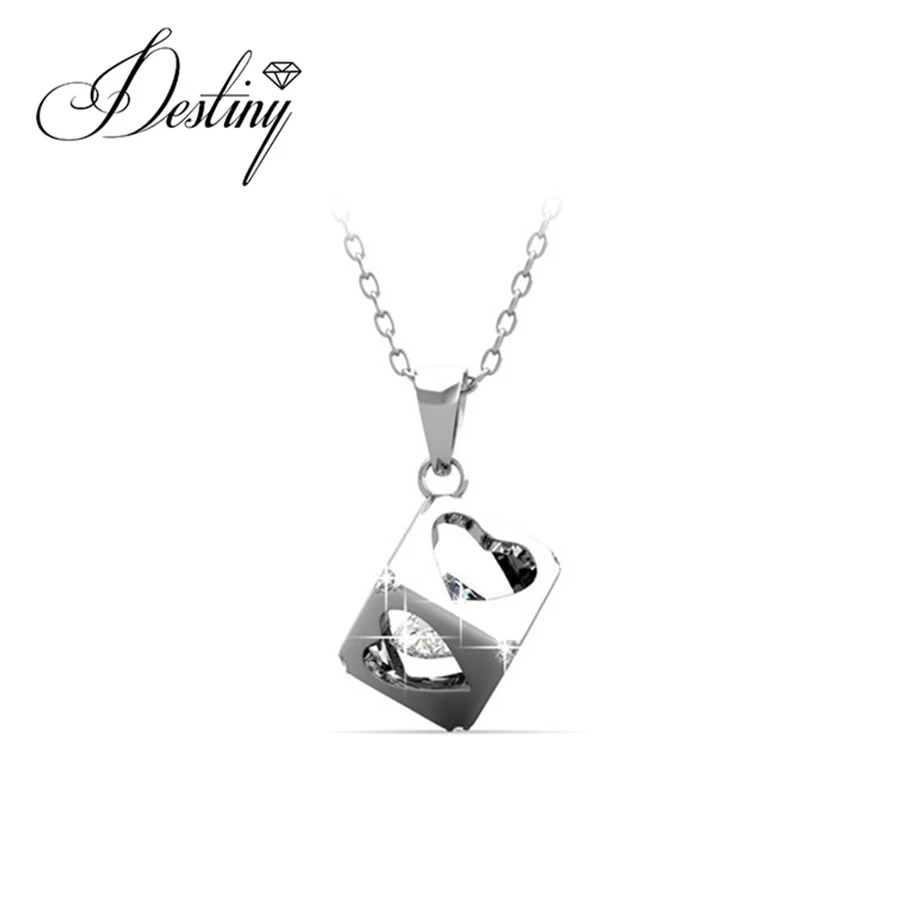 Destiny Jewellery трехмерных площади ожерелье украшен стразами от Сваровски DP0565|jewellery